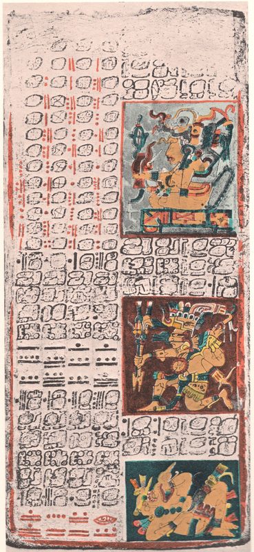 Yucatec Maya writing in the Dresden Codex, c. 11–12th century, Chichen Itza.