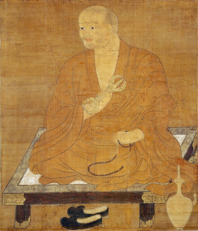 Painting of Kūkai from the Shingon Hassozō, a set of scrolls depicting the first eight patriarchs of the Shingon-shū, Japan, Kamakura period (13th-14th centuries).