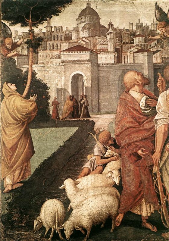 Annunciation to Joachim and Anna, fresco by Gaudenzio Ferrari, 1544–45 (detail).