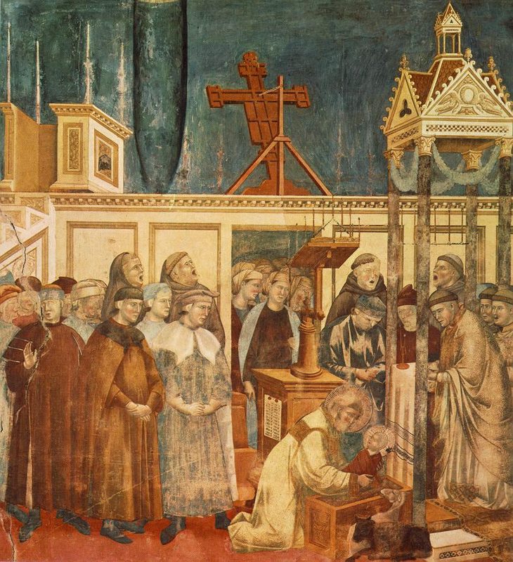 Institution of the Crib at Greccio, Legend of St Francis, Giotto di Bondone, 1295, Basilica of San Francesco d'Assisi.