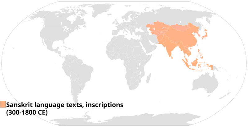 Sanskrit language's historical presence has been attested in many countries.