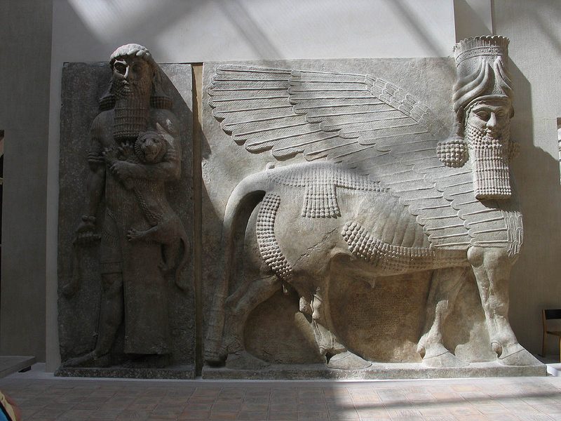 Statue of a winged bull from Khorsabad.