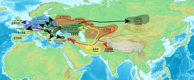 Another map of Indo-European migration according to the Kurgan hypothesis.