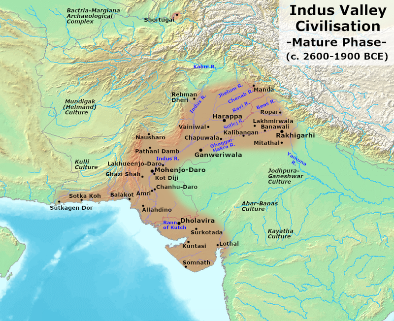 Extension of the Indus Valley Civilization at peak, c. 2600-1900 BCE.