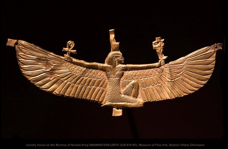 Jewelry found on the Mummy of Nubian King Amaninatakilebte (538-519 BCE), Nuri pyramid 10.