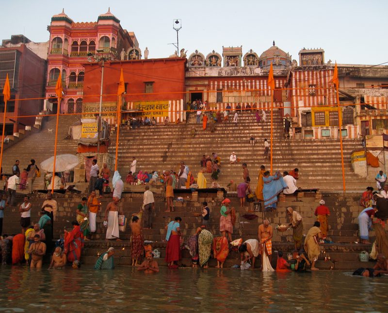 Kedar Ghat, a bathing place for pilgrims on the Ganges at Varanasi.