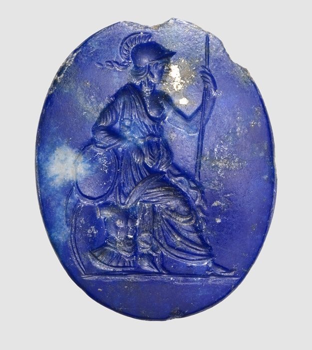 Greek or Roman ring stone; lapis lazuli.