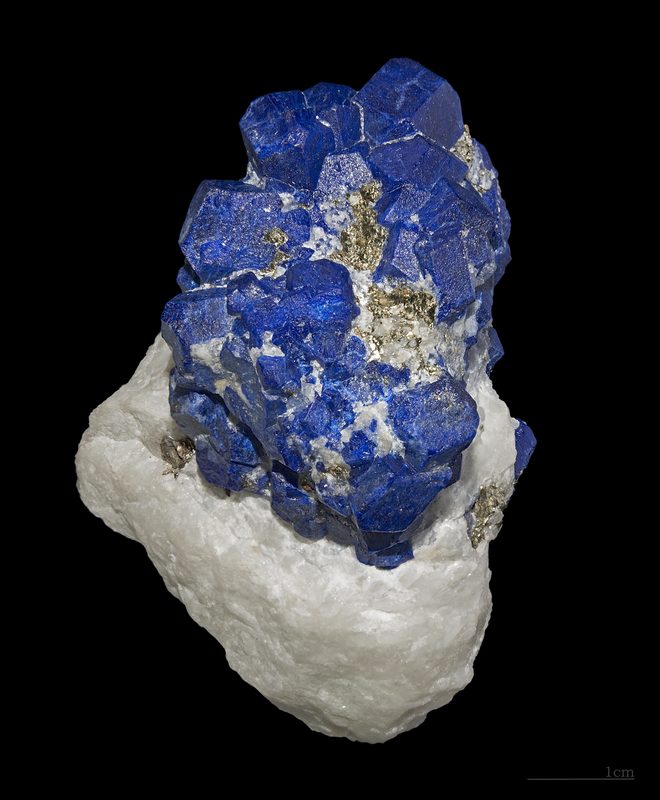 Crystals of lazurite (the main mineral in lapis lazuli) from the Sar-i Sang Mining District in Afghanistan.