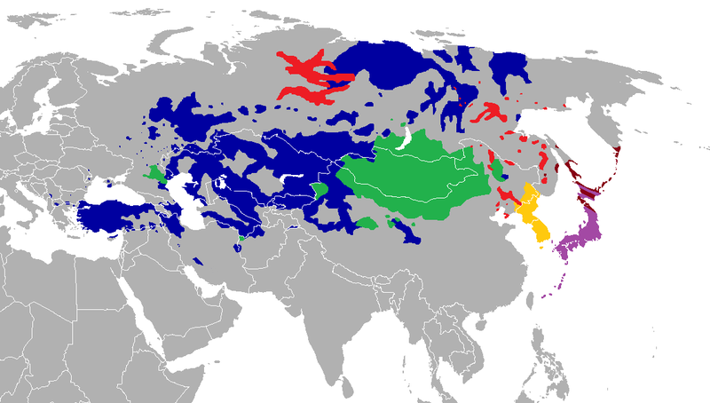 The branches of the Altaic language family.