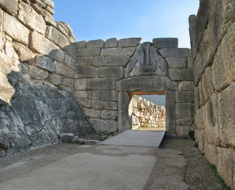 The Lion Gate at Mycenae.
