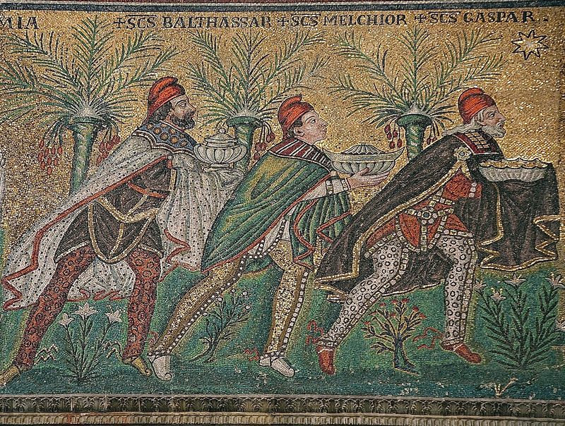 The Three Magi, Byzantine mosaic, c. 565.