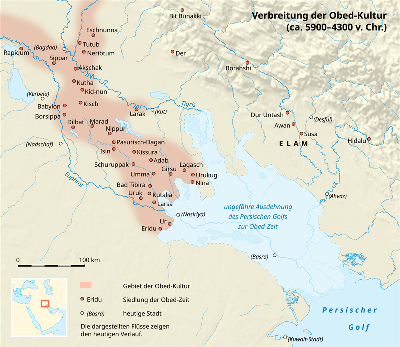 Distribution map of the Ubaid culture (ca. 4500–4000 BCE).