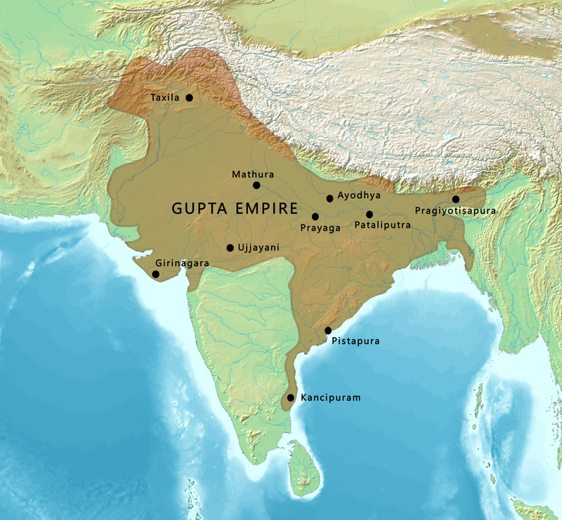 Map of the Gupta Empire c. 420 CE.