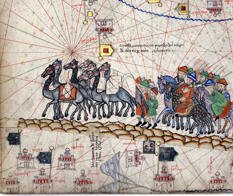 Marco Polo's caravan on the Silk Road, 1380.