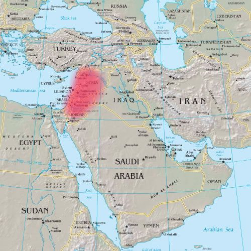 Approximate location of the Levant.