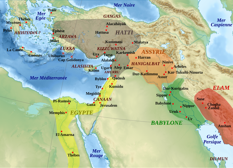 Ugarit's geopolitical position in the Near East and the eastern Mediterranean at the beginning of the 13th century BCE.