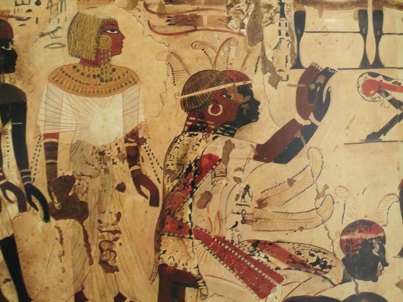 Nubian Prince Heqanefer bringing tribute for The Egyptian King Tutankhamun, 18th dynasty, Tomb of Huy. c. 1342 – c. 1325 BCE.