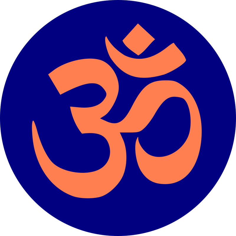 Om, a stylised letter of the Devanagari script, used as a religious symbol in Hinduism.