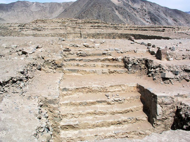 Remains of platform mound structures at Caral.