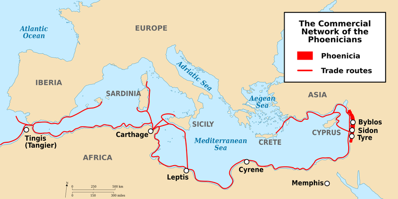 Commercial network of the Phoenicians.