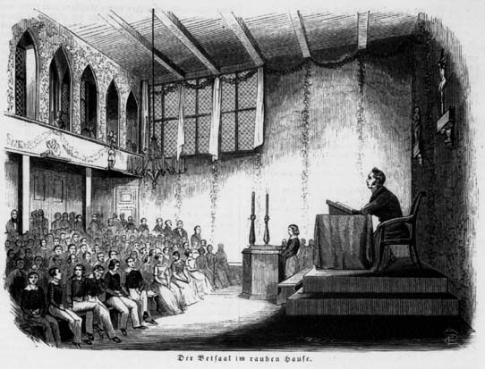 Prayer room of the Rauhes Haus, ca. 1845.