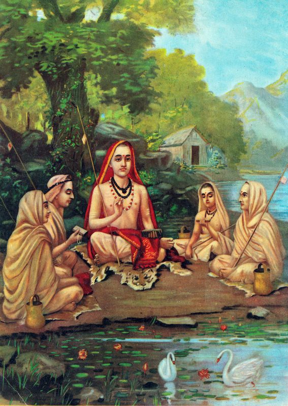 Shankaracharya, a renowned exponent of Advaita Vedanta, depicted in a painting form 1904.