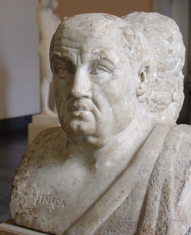 A bust of Seneca, a Stoic philosopher from the Roman empire who served as an adviser to Nero.