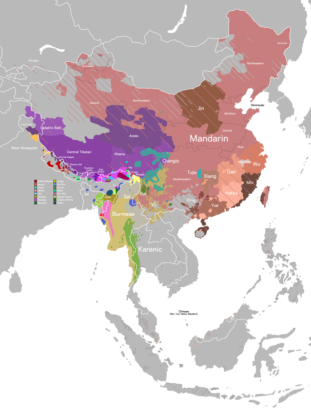 Groupings of Sino-Tibetan languages.