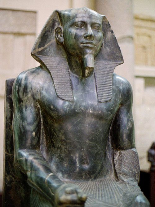 Statue of Khafre in nephrite, Valley Temple of Khafra, Giza.