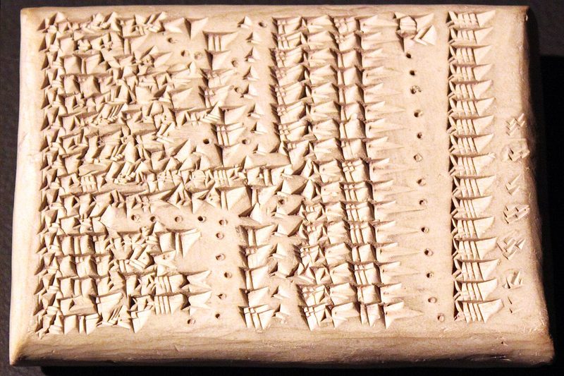 Star list with distance information, Uruk (today: Iraq), 320-150 BCE, the list gives each constellation, the number of stars and the distance information to the next constellation in ells.