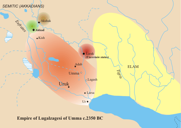 Akkad before expansion (in green).