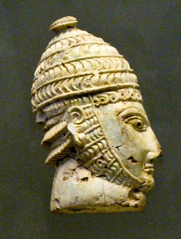 Warrior wearing a boar's tusk helmet, from a Mycenaean chamber tomb in the Acropolis of Athens, 14th–13th century BCE.