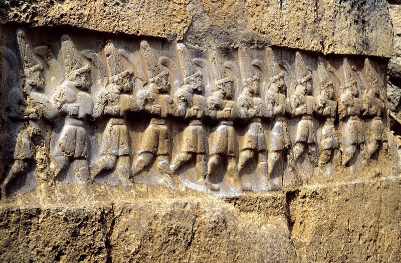 Twelve Hittite gods of the Underworld in the nearby Yazılıkaya, a sanctuary of Hattusa.