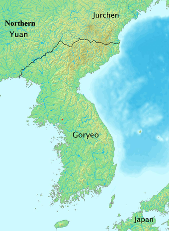 Map of Goryeo in 1389.
