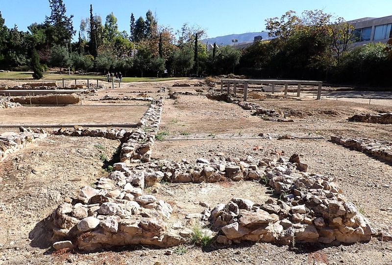 Remains of the wall in the western part of the lyceum in Athens. Likely the site of Aristotle's Lyceum.