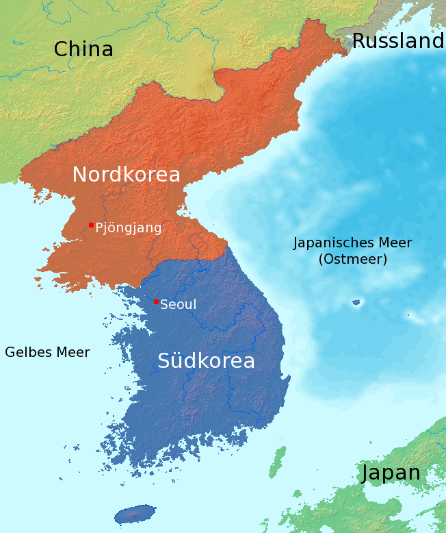 North (orange) and South Korea (blue) as of today.