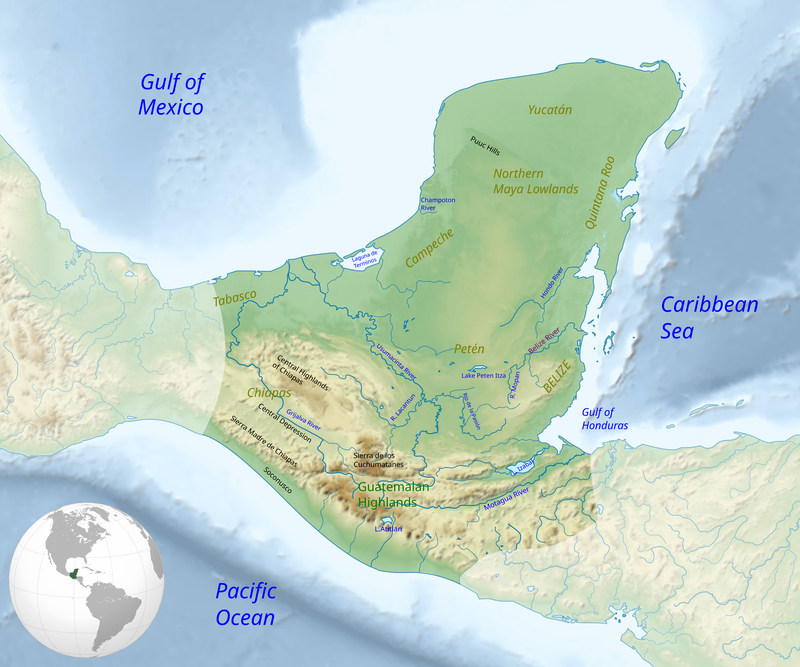 The Maya area within in the broader Mesoamerican region.