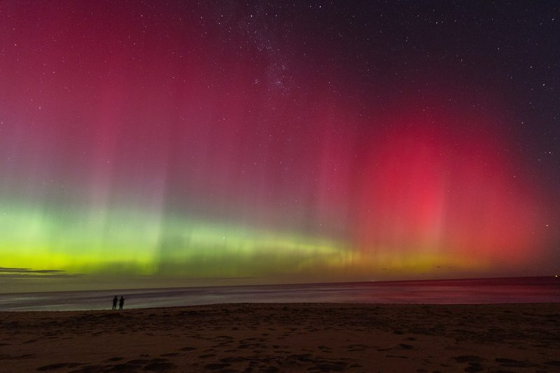 Aurora australis, seen on May 12, 2024 near Melbourne, Australia.