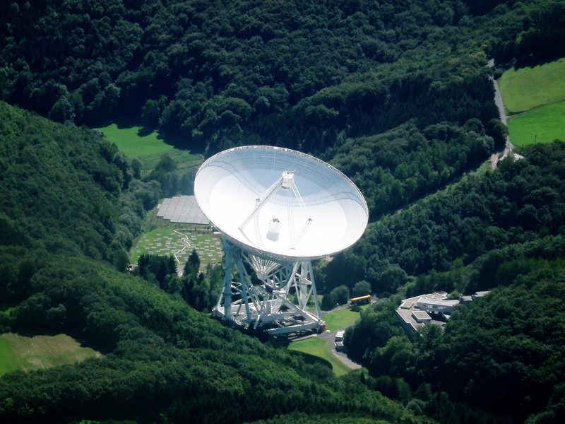 The 100m radio-telescope in Effelsberg, Germany, aerial image from 2011.