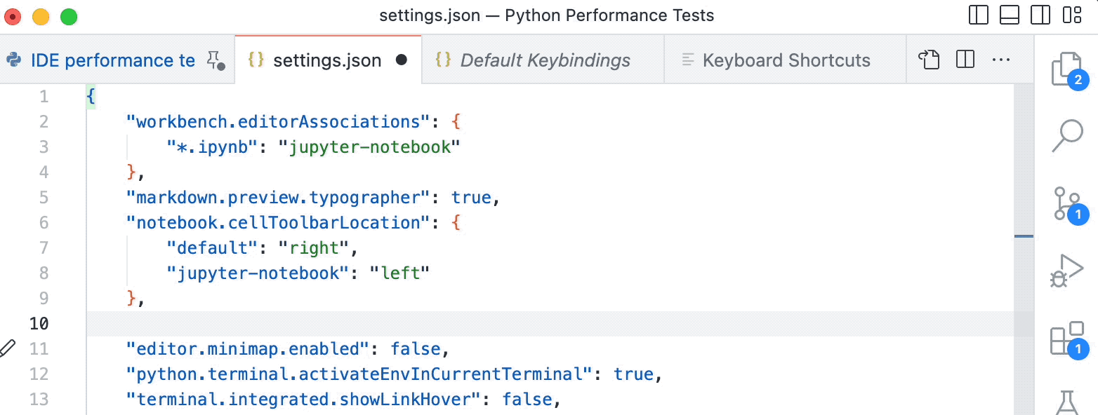 Using IntelliSense in the settings JSON file. img