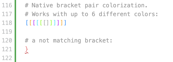 Bracket pair colorization in VS Code. img