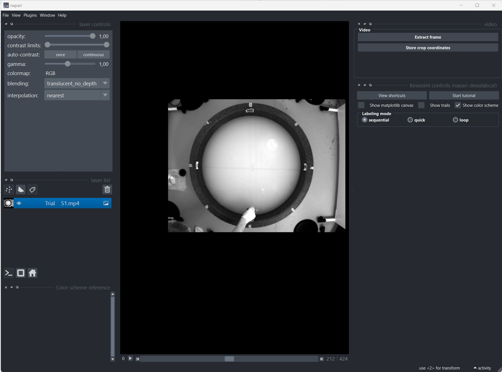 Manually extracting frames with Napari.