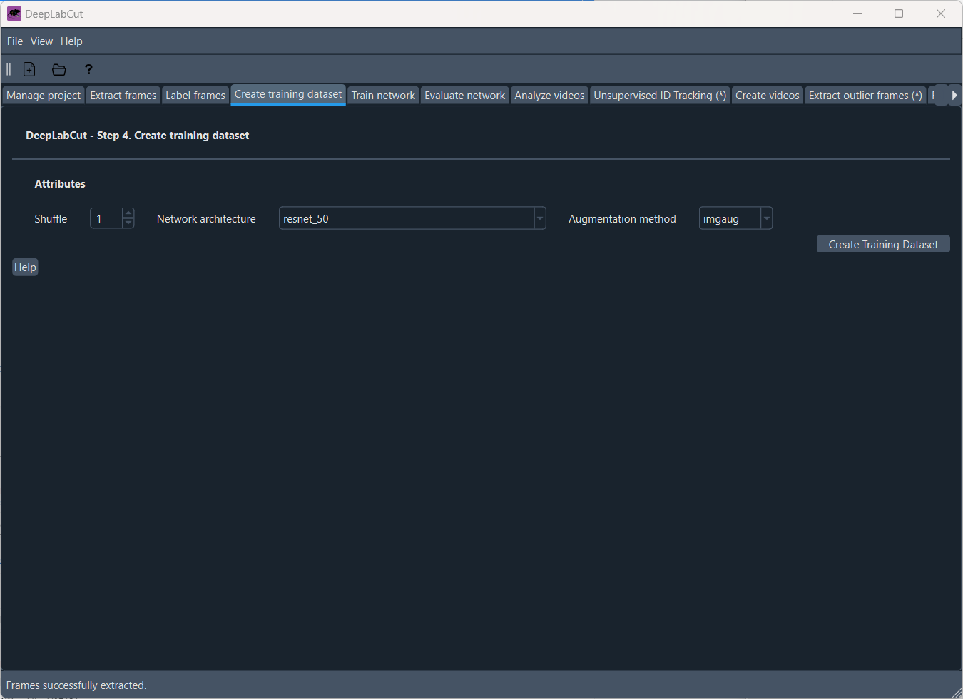 The 'Create training dataset' tab.