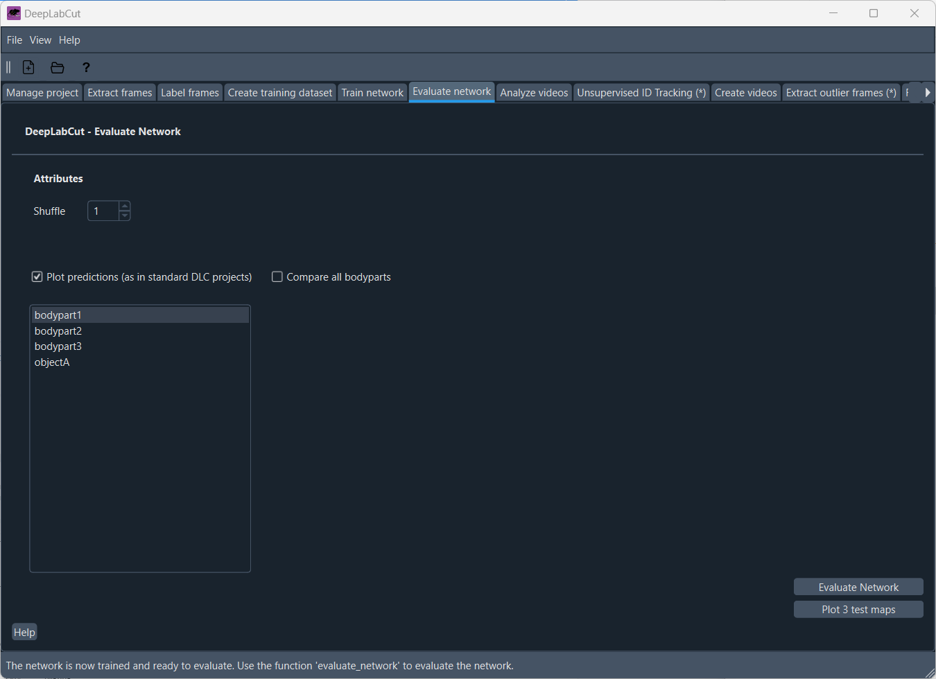 The 'Evaluate network' tab.