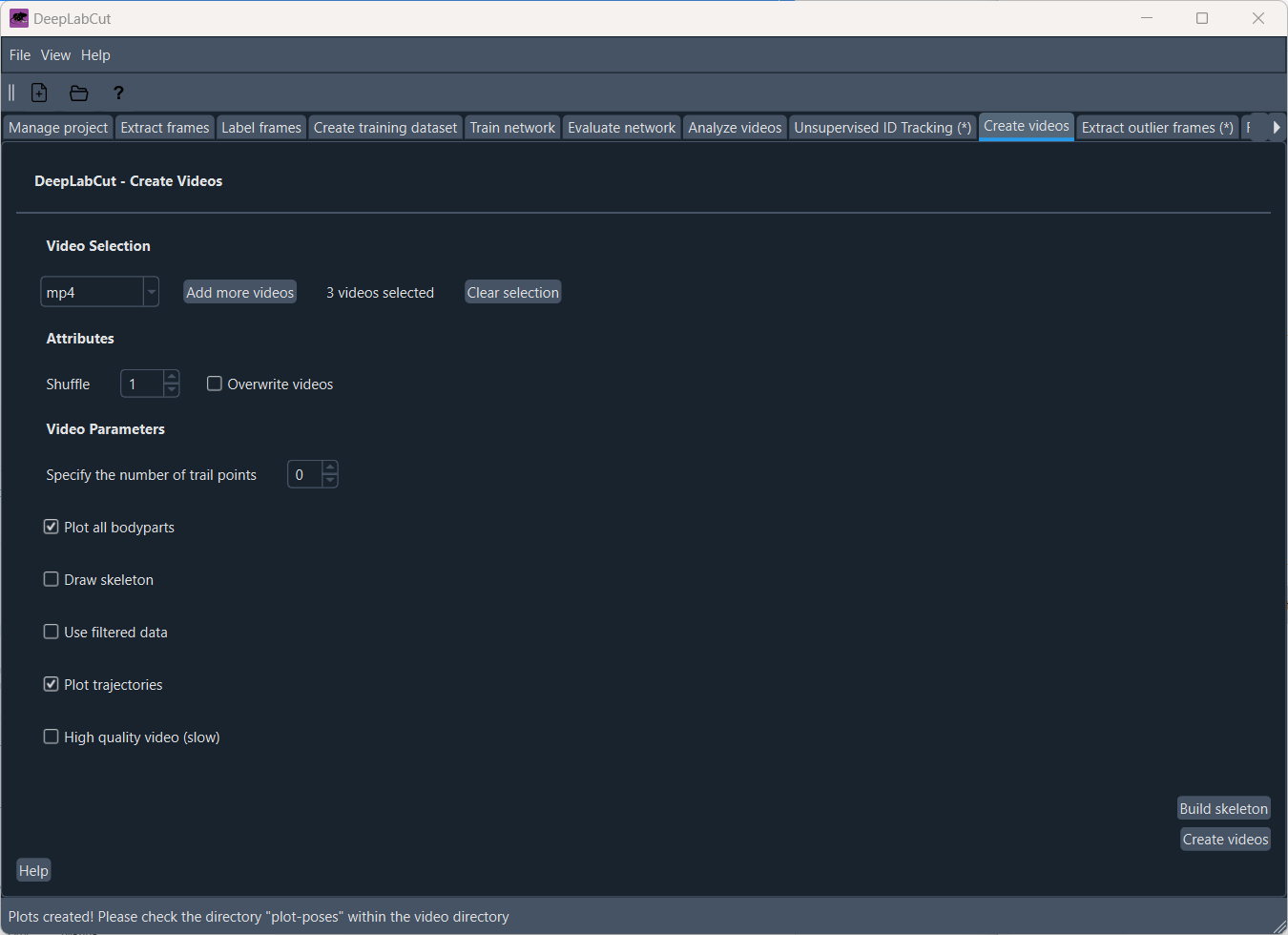 The 'Create video' tab.