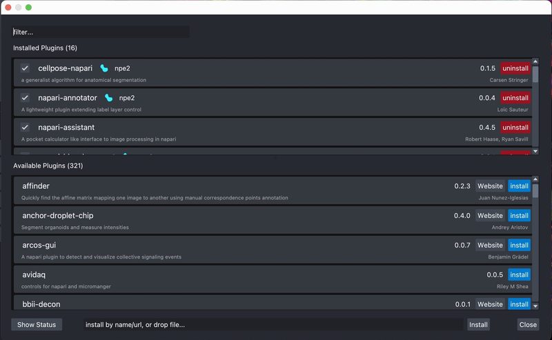 Napari plugin menu. png
