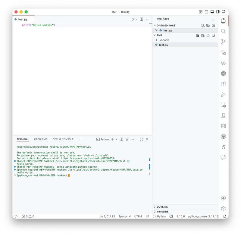 Example of a Python script in VS Code.